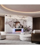 40-inch electric fireplace, recessed fireplace,1500W,white Tv stand
