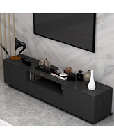 Tv stand with 4 drawers, media console with light strip, entertainment center in black wood