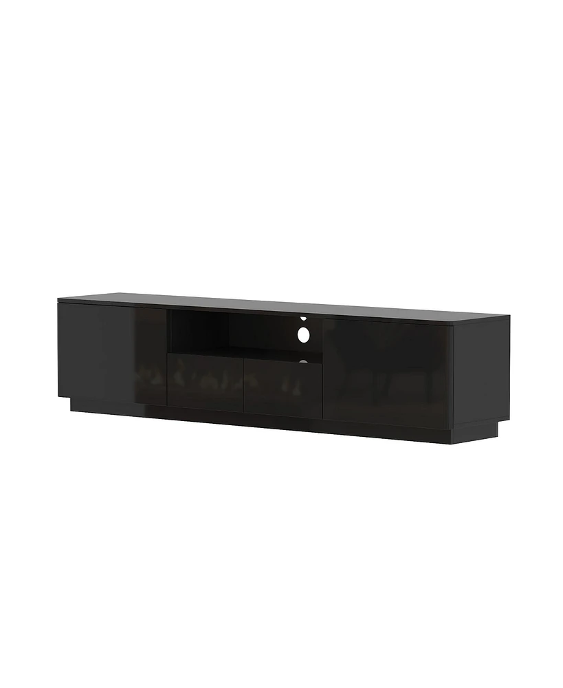 Tv stand with 4 drawers, media console with light strip, entertainment center in black wood