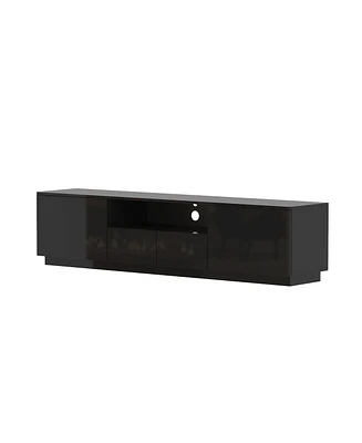 Tv stand with 4 drawers, media console with light strip, entertainment center in black wood