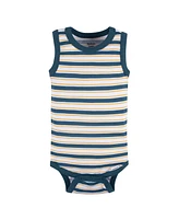 Gerber Baby Boys 5-Pack Sleeveless Onesies Bodysuits, Blue Stripe, 0-3 Months