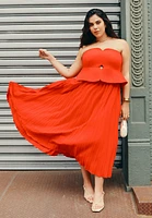 Eloquii Plus Strapless Pleated Midi Dress