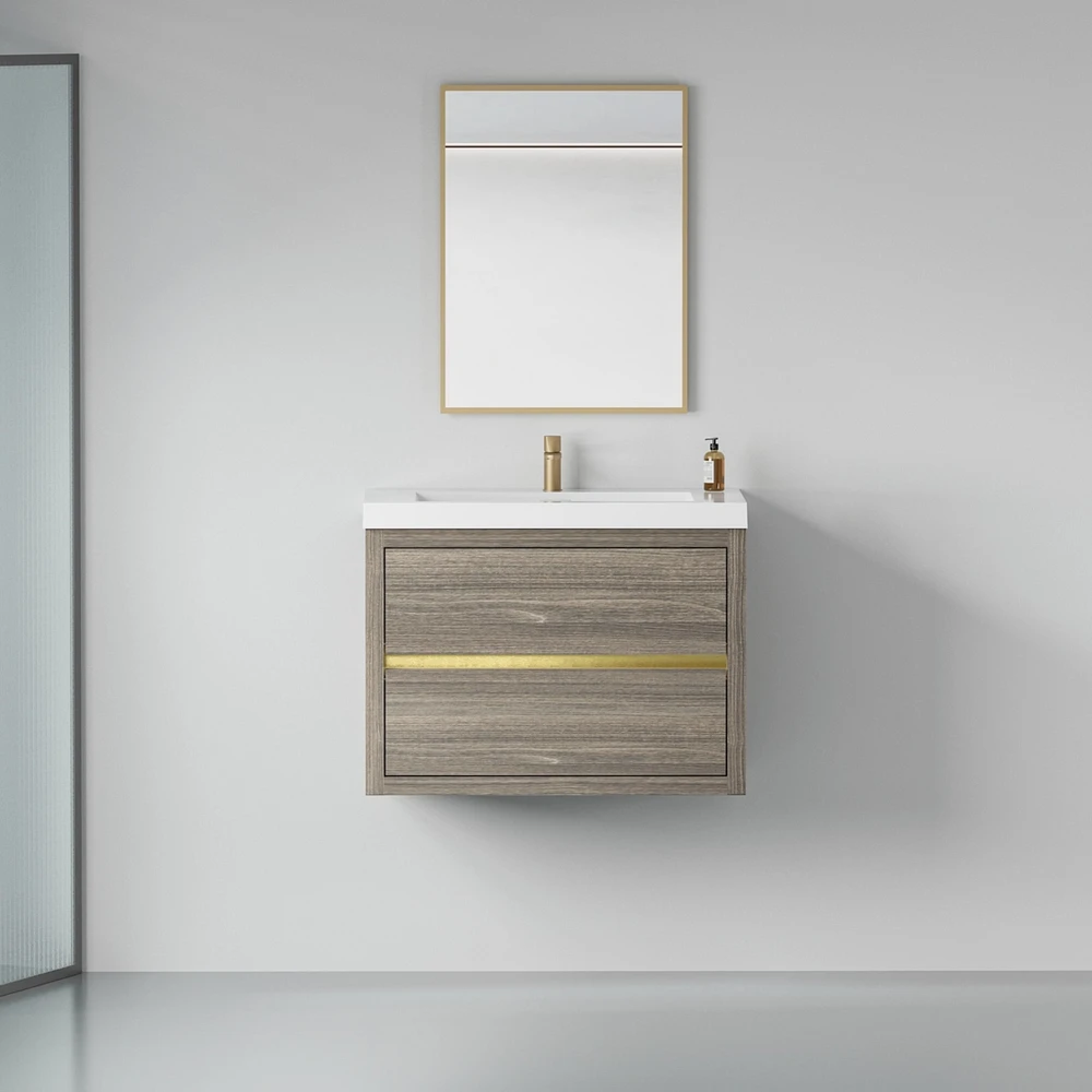 Casainc 30" Wall-Mounted Bathroom Vanity with Sink, Floating Storage Cabinet Stone Resin Countertop and Soft Close Drawers, Natural Oak