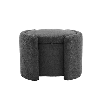 Boucle Storage Ottoman – Soft Lamb Fleece Footrest with Hidden for Living Room or Bedroom, Durable and Stylish Design-The Pop Home