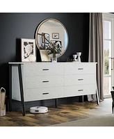6 Drawers storage for bathroom, 59" Chest of Drawers, White