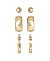Jessica Simpson Gold-Tone Stud and Hoop Earring Set