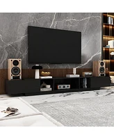 Tv stand with 2 drawers, white wood entertainment center, multi-purpose media console