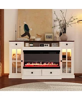 30" electric fireplace, recessed fireplace, 1500W, white Tv stand with four drawers
