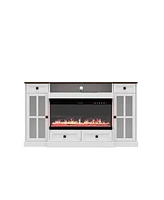 30" electric fireplace, recessed fireplace, 1500W, white Tv stand with four drawers