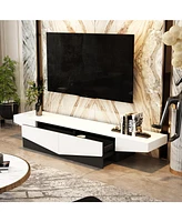 Uniquely designed Tv stand, media console with two drawers, wooden entertainment center