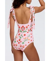 Jessie Zhao New York Women's Pink Floral Harmony Embroidered Swimsuit