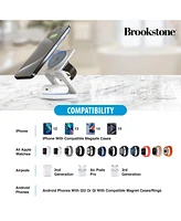 Brookstone Ultra Compact Foldable 3-in-1 Wireless Charging Station for Phone, Apple Watch, and Airpods