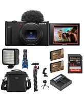 Sony Sony Zv-1 Ii Vlog Camera for Content Creators and Vloggers, Bundle 2x Extra Battery, Dual Charger, 64GB Sd Card, Camera Bag, Octopus Tripod, Shot