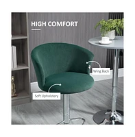 Set of 2 Adjustable Velvet Bar Stools, Swivel Counter Height Chairs with Footrest and Steel Base for Kitchen Island, Home Bar, and Dining Room-The Pop