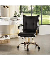 Modern Home Office Desk Chair with Golden Legs