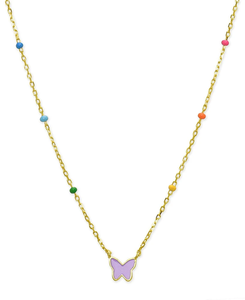 Lily Nily Girls Purple Enamel Butterfly Necklace in 18K Gold over Sterling Silver