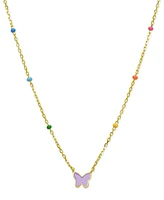 Lily Nily Girls Purple Enamel Butterfly Necklace in 18K Gold over Sterling Silver
