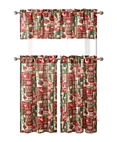 Kate Aurora Christmas Essentials Noel Complete Semi Sheer Kitchen Curtain Tier & Valance Set