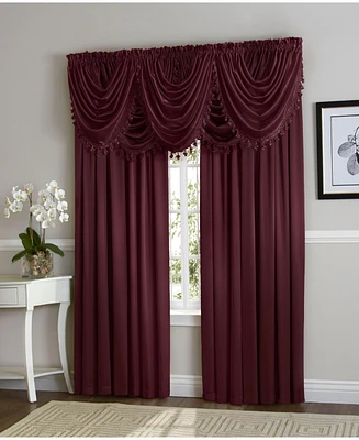 Kate Aurora 9 Piece Rod Pocket Semi Sheer Burgundy Window Curtains & Tasseled Valance Set