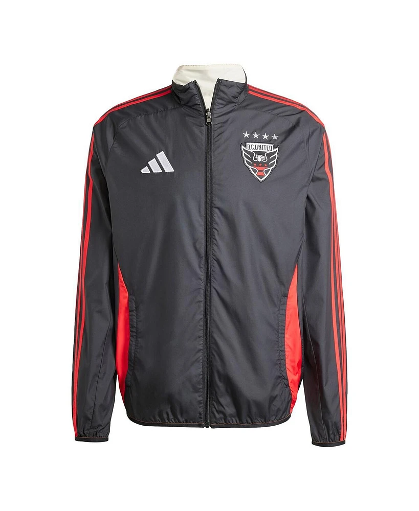 Adidas Men's Black/White D.c. United 2025 Anthem Reversible Full-Zip Jacket