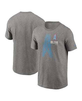 Nike Men's Heather Charcoal Houston Oilers Logo Essential T-Shirt