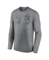 Nike Men's Heather Charcoal New York Yankees 2-Hit Legend Performance Long Sleeve T-Shirt