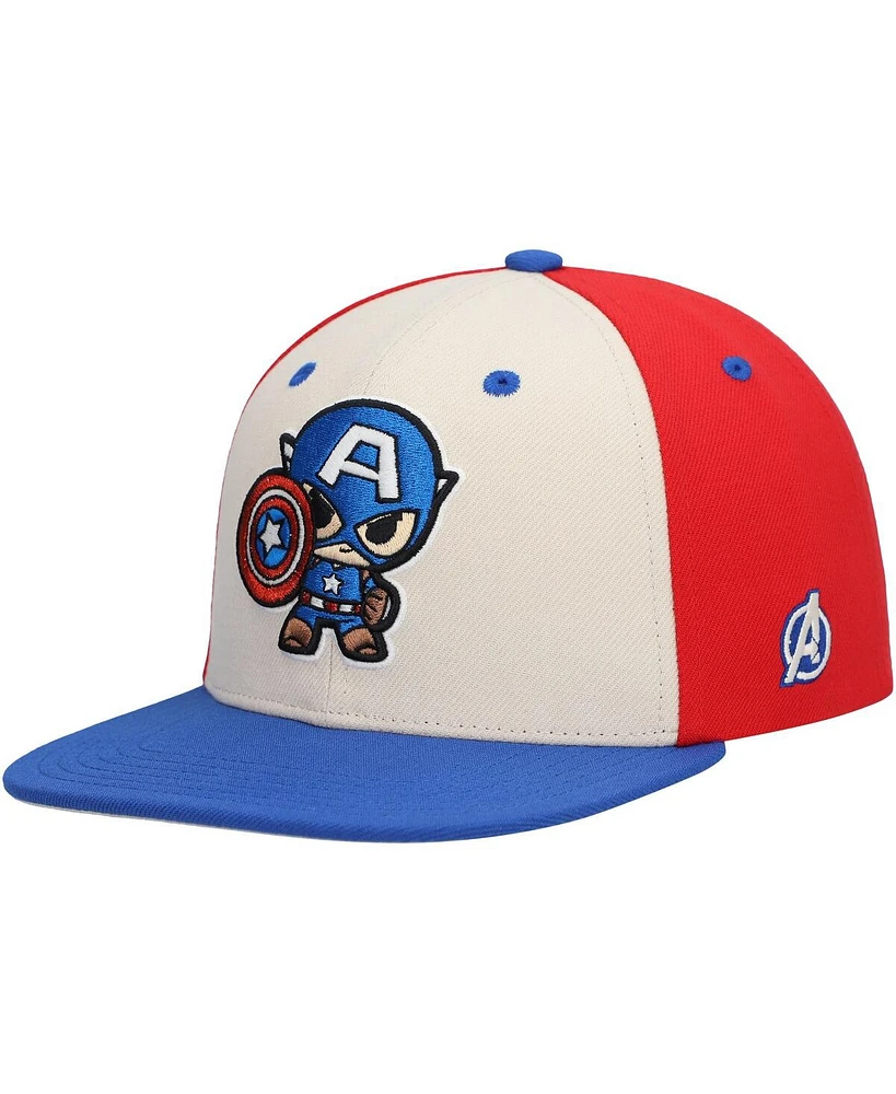 Lids Big Boys and Girls Cream Captain America Chibi Glow-in-the-Dark Snapback Hat