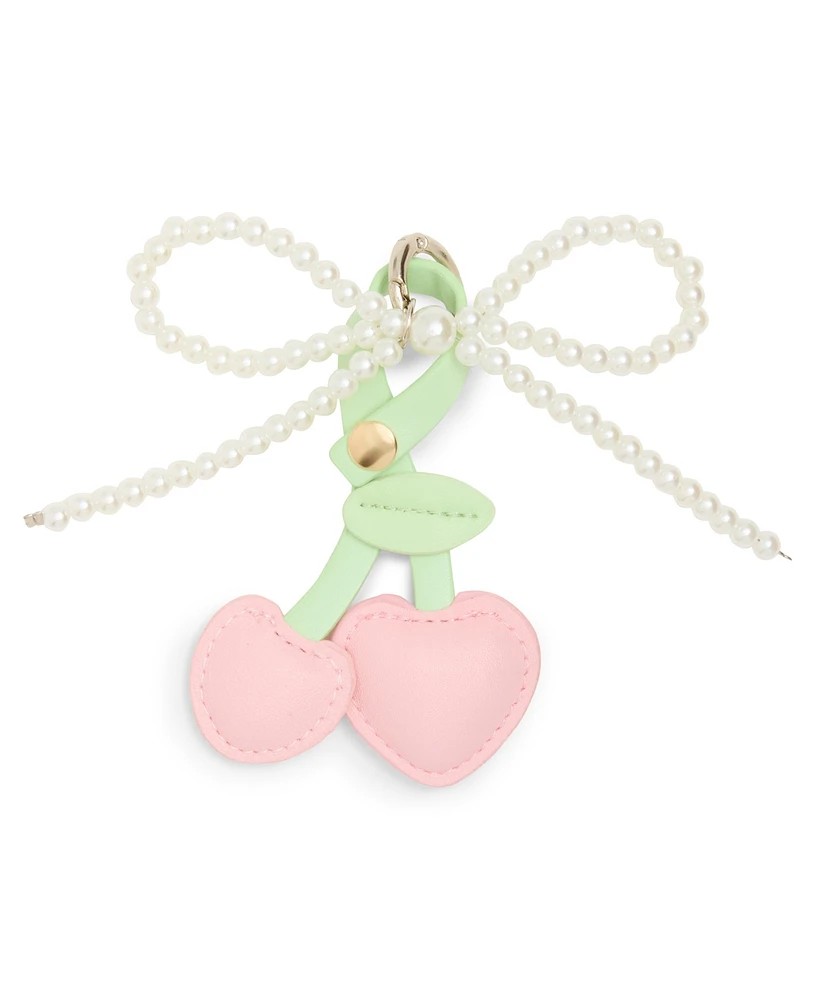 Madden Girl Cherry Heart and Cultivated Pearl Bow Bag Charms