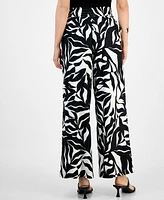 I.n.c. International Concepts Petite Printed Linen-Blend Wide-Leg Pants, Exclusively at Macy's