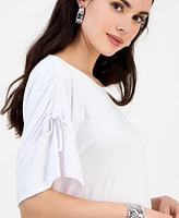 I.n.c. International Concepts Petite Scoop-Neck Ruched Top, Exclusively at Macy's