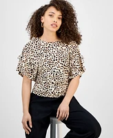 I.n.c. International Concepts Petite Scoop-Neck Ruched Top, Exclusively at Macy's