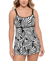 Swim Solutions Women's Printed Empire Princess-Seam Dress