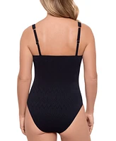 Swim Solutions Women's Twist-Bodice Tummy-Control Swimsuit, Exclusively at Macy's