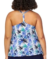 Island Escape Plus Printed Racerback Tankini Top, Exclusively at Macy's