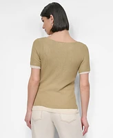 Dkny Women's Contrast-Trim Layered-Look Sweater