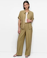 Dkny Women's Snap-Front Roll-Tab Short-Sleeve Jacket