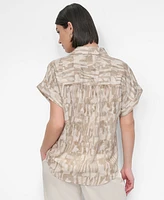 Dkny Women's City Burnout Printed Button-Front Shirt