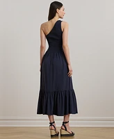 Lauren Ralph Women's Belted Slub Jersey One-Shoulder Dress