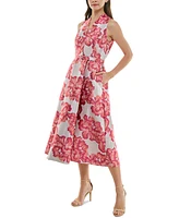 Taylor Women's Floral-Print Structured A-Line Dress