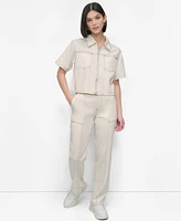 Dkny Women's Contrast-Stitched Denim Zip-Front Jacket