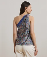 Lauren Ralph Women's Paisley Twill One-Shoulder Blouse