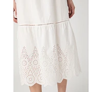 French Connection Women's Cotton Eyelet-Hem Midi Dress