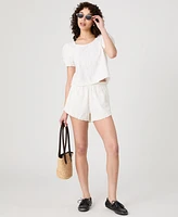French Connection Women's Eyelet Ruffle-Hem Shorts