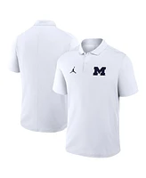 Jordan Men's White Michigan Wolverines Primetime Victory Primary Logo Performance Polo Shirt