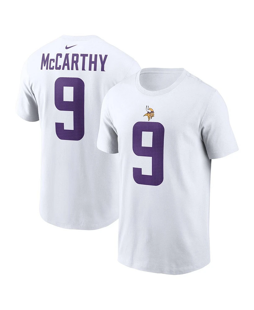 Nike Men's J.j. McCarthy White Minnesota Vikings Player Name Number T-Shirt