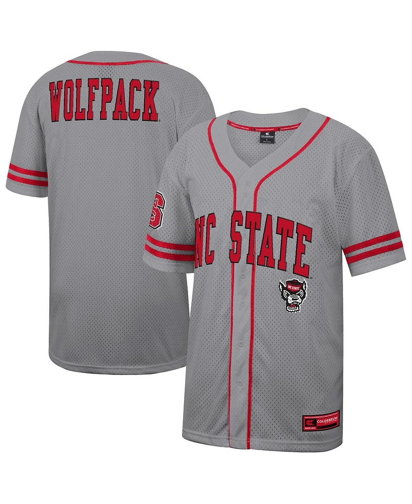 Colosseum Men's Gray Nc State Wolfpack Free Spirited Baseball Jersey