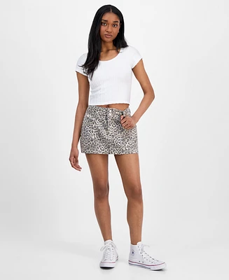 Celebrity Pink Juniors' Double-Button Mini Denim Skirt