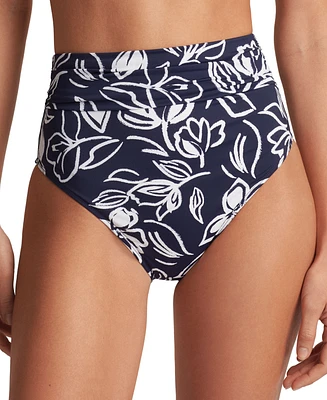 Lauren Ralph Women's Printed Shirred-Waist Bikini Bottoms