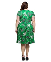 24seven Comfort Apparel Plus Cap Sleeve V-Neck Knee Length Pocket Dress
