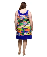 24seven Comfort Apparel Plus Scoop Neck Sleeveless Knee Length Dress